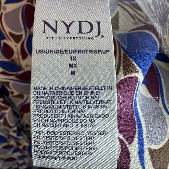 NYDJ pleaded back blouse, bell sleeve feminine evening wear office plus size - Picture 7 of 11